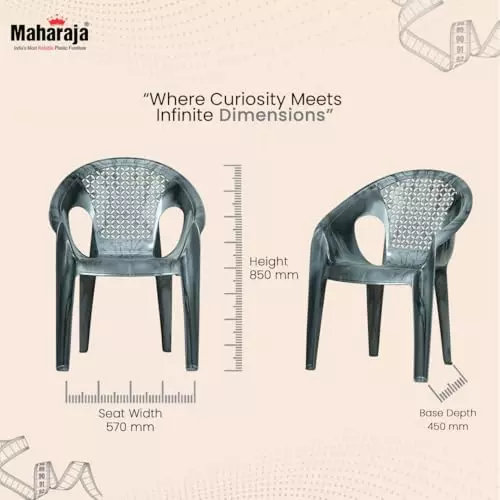 Maharaja Arm Rest Plastic Exotica Chair Solid Back For Home, Living Room Silver, Surya602_Silver-PK4 (Set of 4)