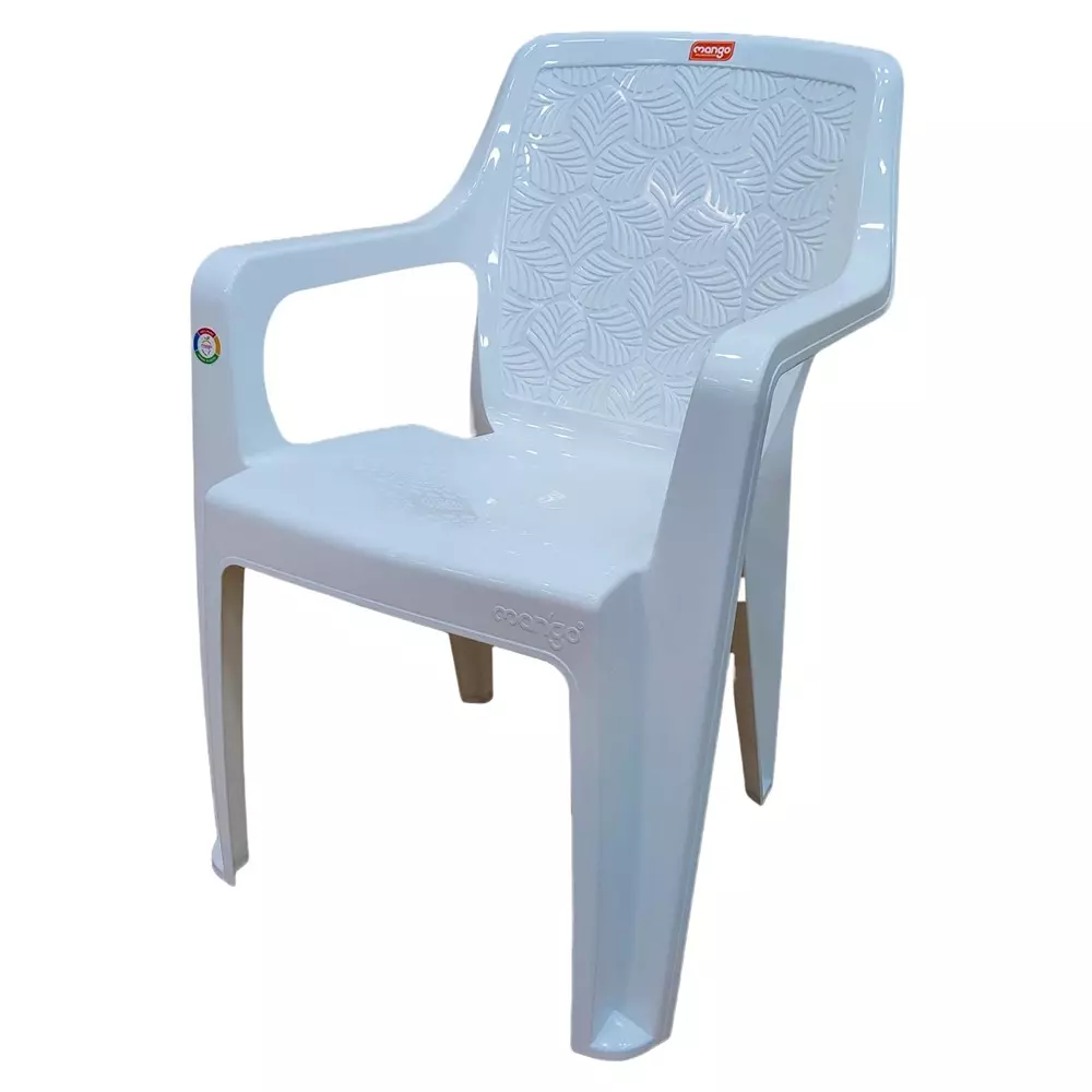 Mango Medium SATIN Plastic Chair with Armrest 439.42x548.64x812.8 mm, Milky White