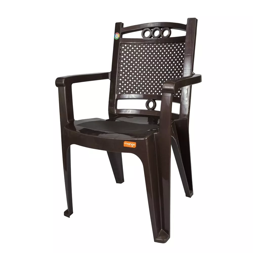 Mango Medium FAZO Plastic Chair with Armrest 558.8x558.8x863.6 mm, Weather Brown