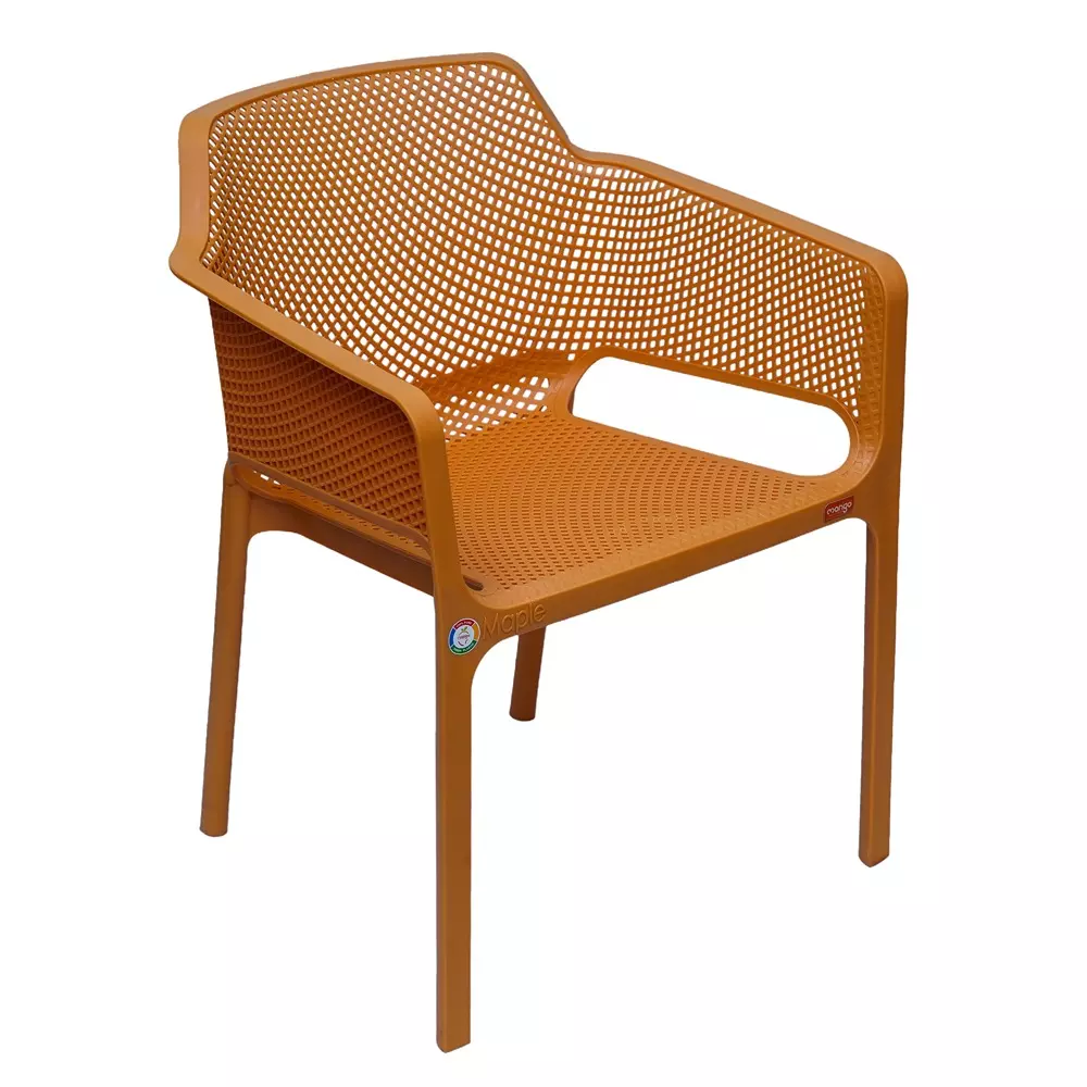 Mango Premium MAPLE Monobloc Chair with Armrest Glass Fibre Plastic 584.2x609.6x787.4 mm Sandal Yellow