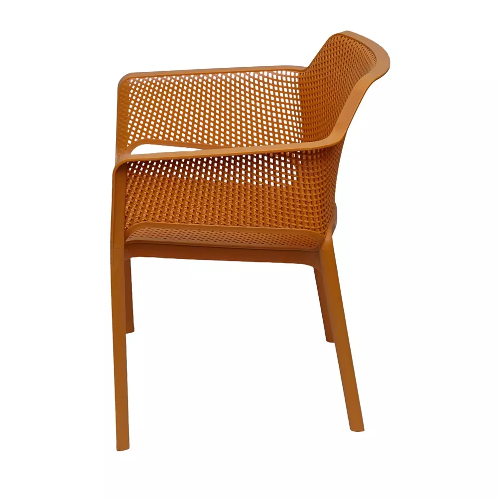 Mango Premium MAPLE Monobloc Chair with Armrest Glass Fibre Plastic 584.2x609.6x787.4 mm Sandal Yellow