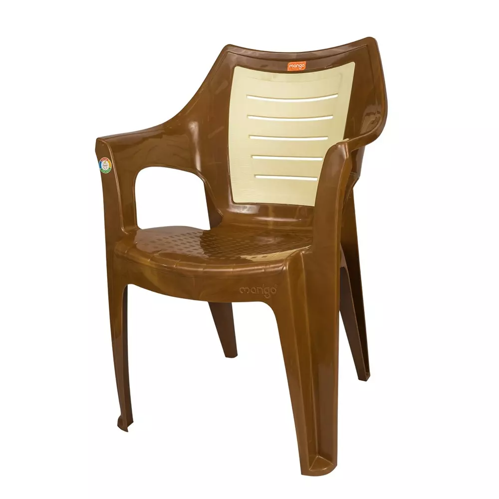 Mango Premium NEO Plastic Chair with Armrest 584.2x584.2x863.6 mm, Sandal Wood