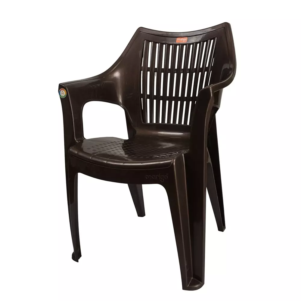Mango Premium NIVAN Plastic Chair with Armrest 584.2x584.2x863.6 mm, Weather Brown