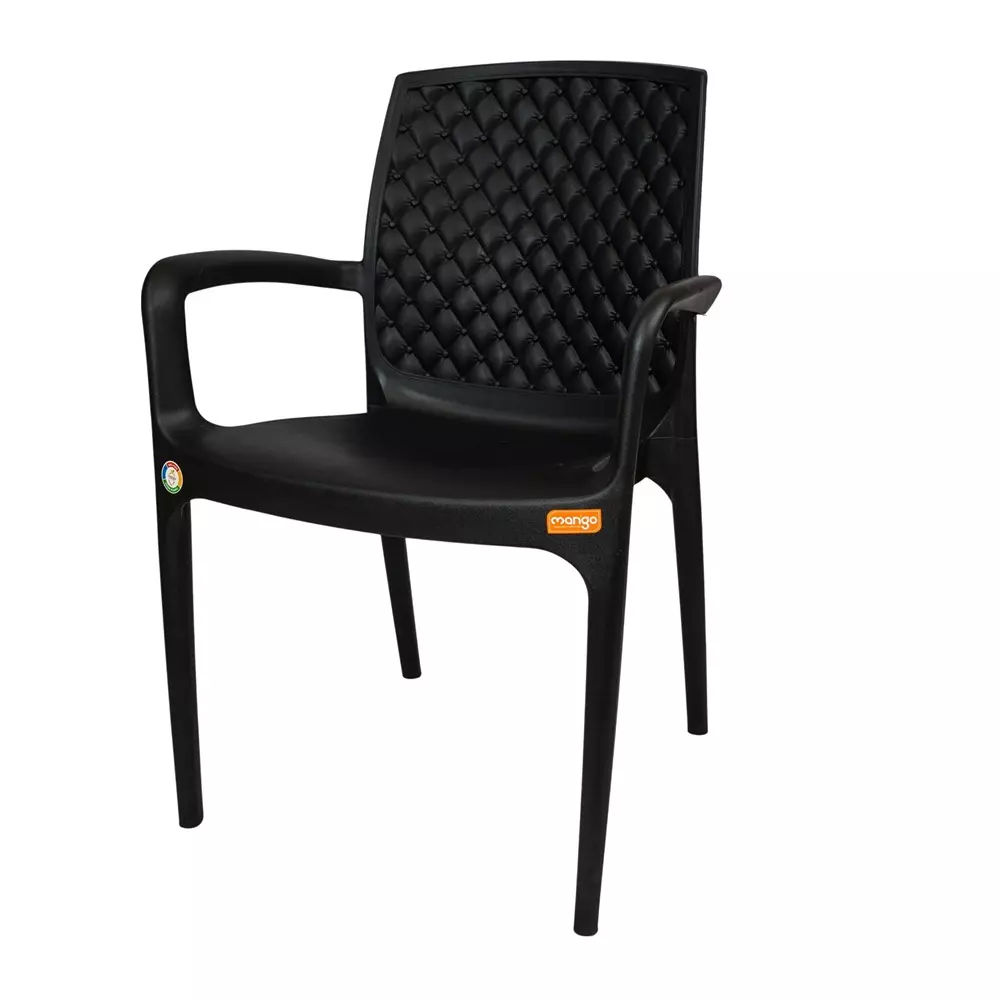 Mango Premium VENICE Plastic Chair with Armrest 508x558.8x838.2 mm, Jet Black