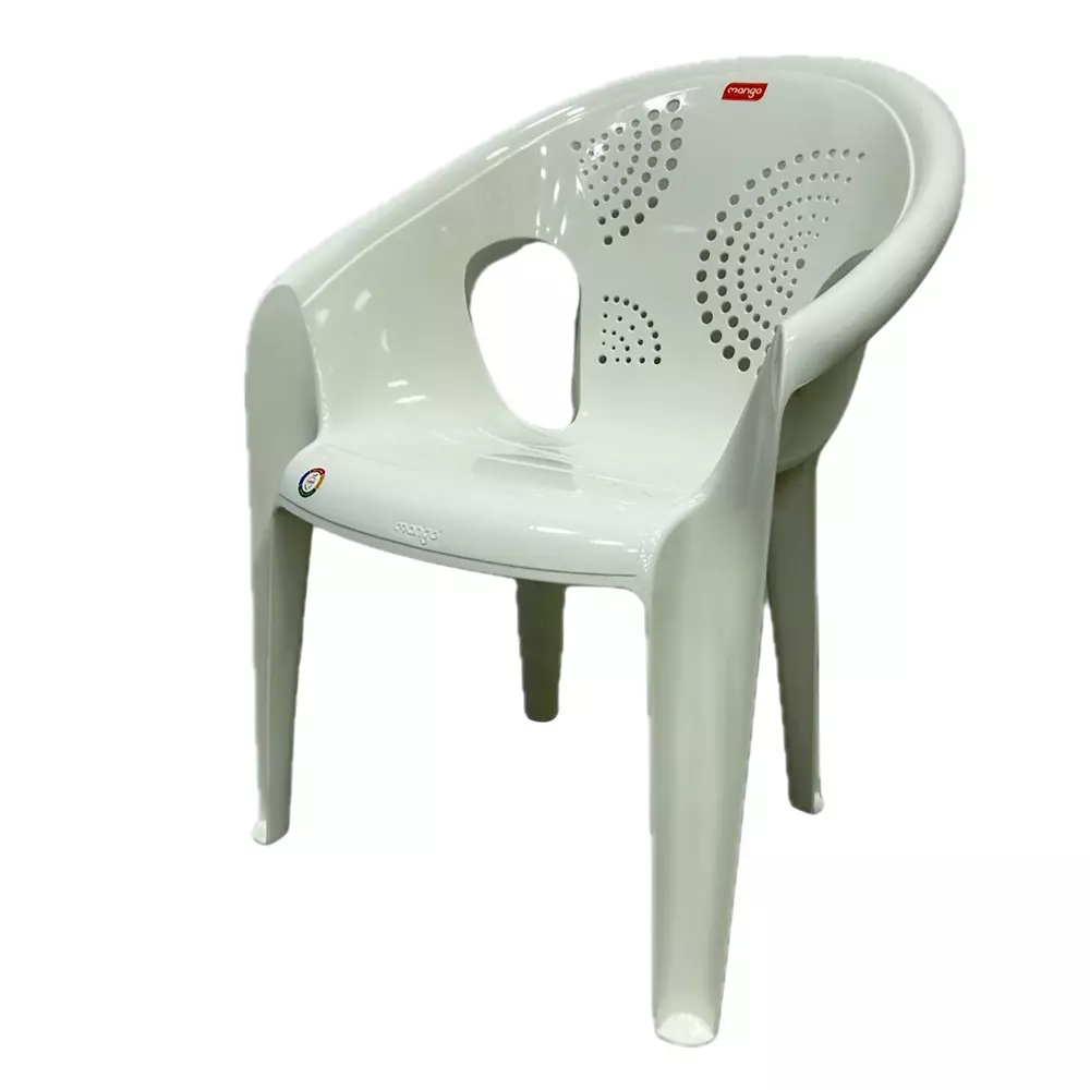 Mango Medium SUN Plastic Chair with Armrest 635x482.6x838.2 mm, Milky White