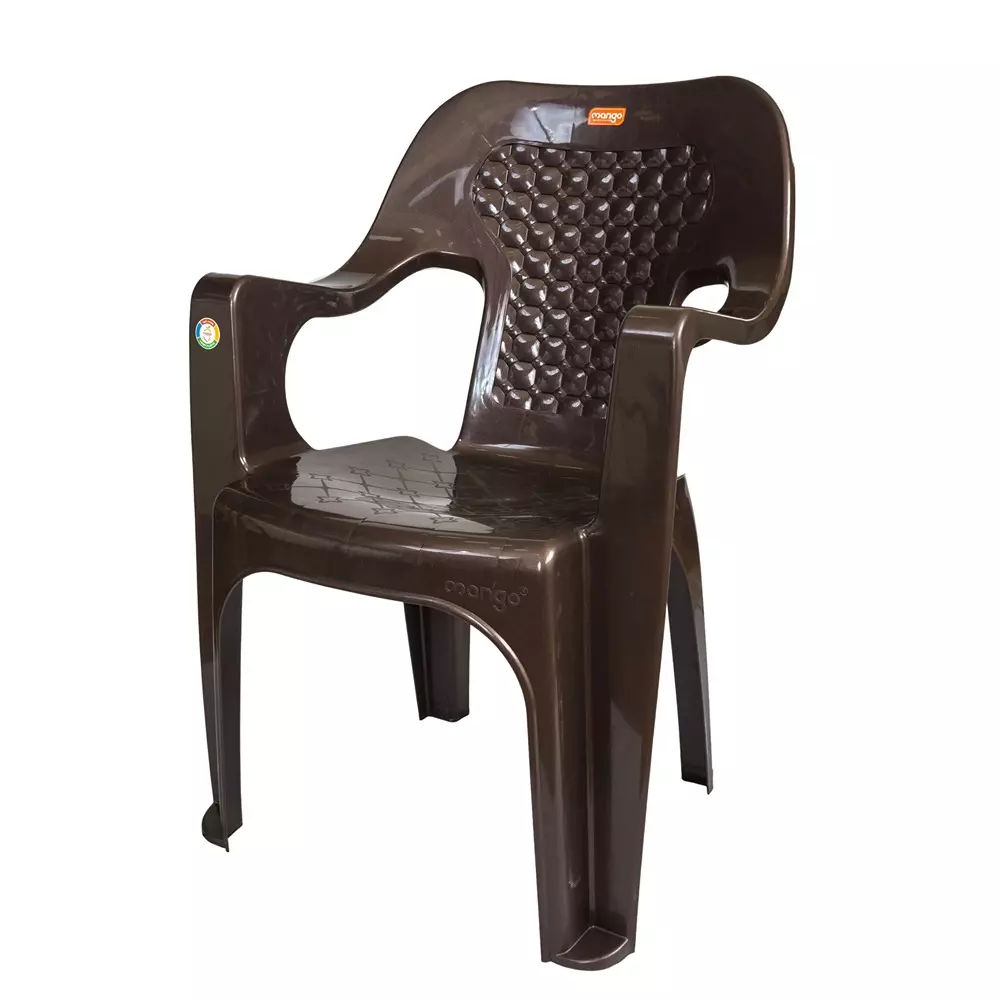 Mango Medium SWIZZ Plastic Chair with Armrest 584.2x584.2x863.6 mm, Weather Brown