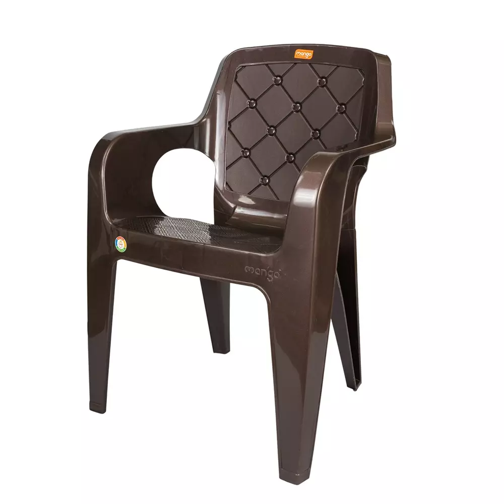 Mango Medium VENTURA Plastic Chair with Armrest 558.8x584.2x863.6 mm, Weather Brown