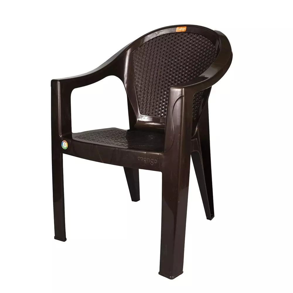 Mango Storm Premium Chair With Armrest Weather Brown 180 Kg Load Bearing Capacity Polypropylene Plastic Medium Back