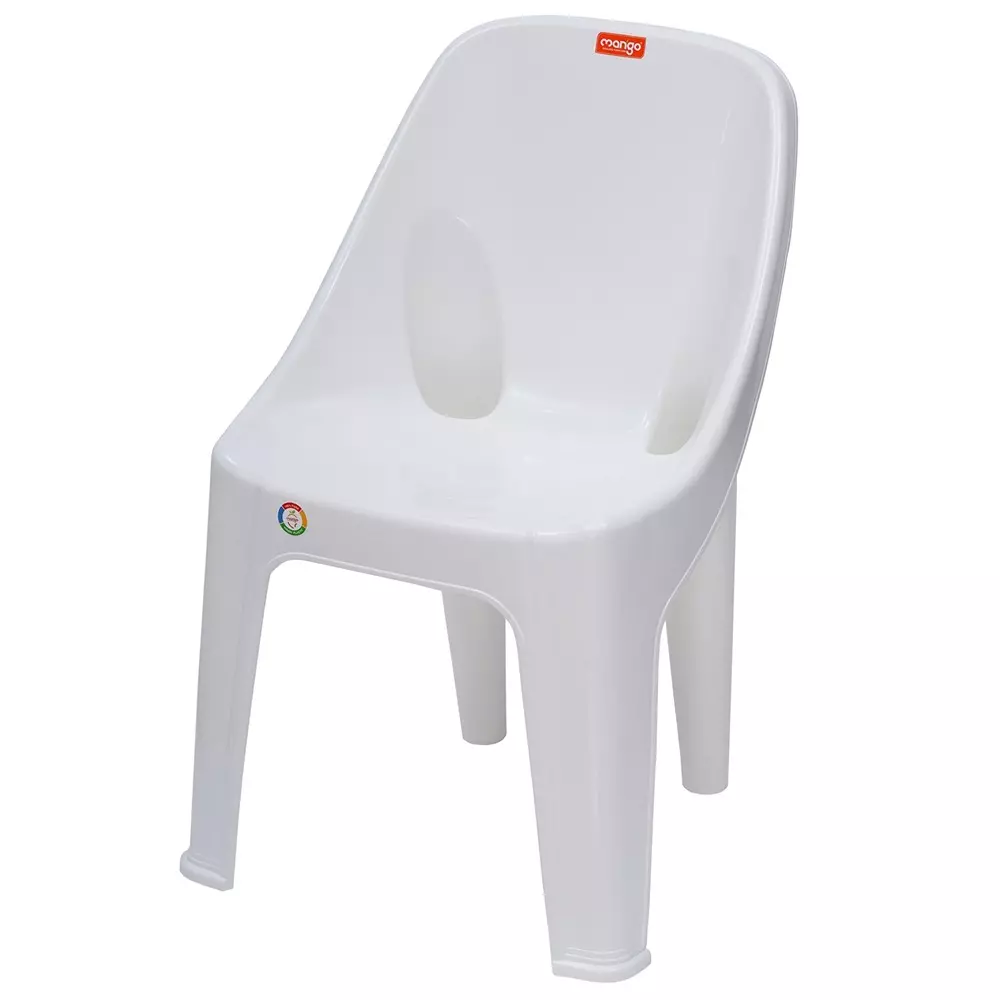 Mango Charlie Chair With Armless White 200 Kg Load Bearing Capacity Polypropylene Plastic Medium Back for Home & School Use