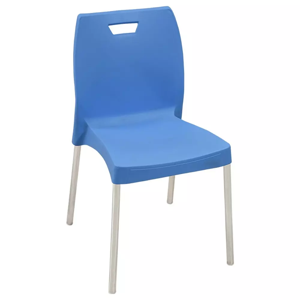 Swagath Dining Chair Plastic Primary Material Stainless Steel Leg Pre-Assembled Type Blue Color, MINTELA-BL-1
