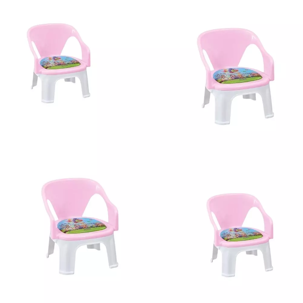 Swagath Cuddly Kids Plastic Chair with Armrest 30 Kg Load Capacity Pre-Assembled Type Pink Color, CUDDLY P-PP-4 (Pack of 4 Pcs)