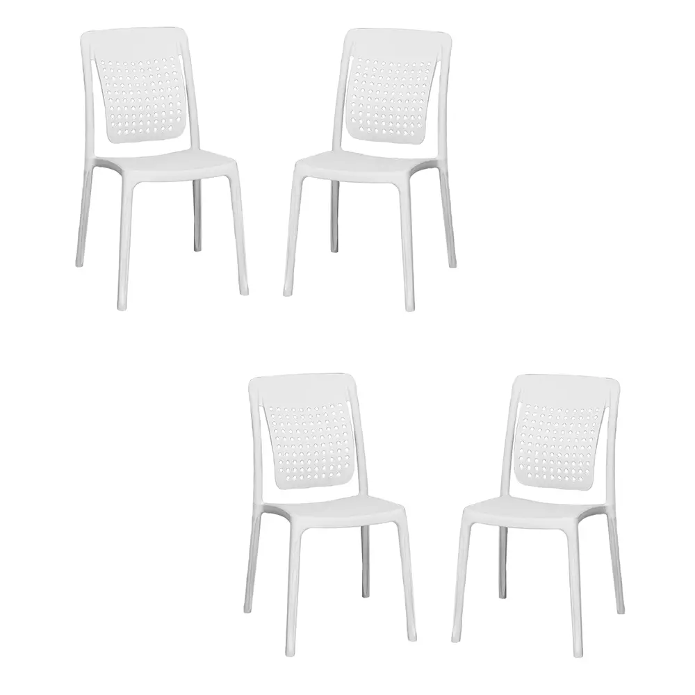 Italica Spine Care Plastic Chair 2109 (Milky White, Set Of 4)
