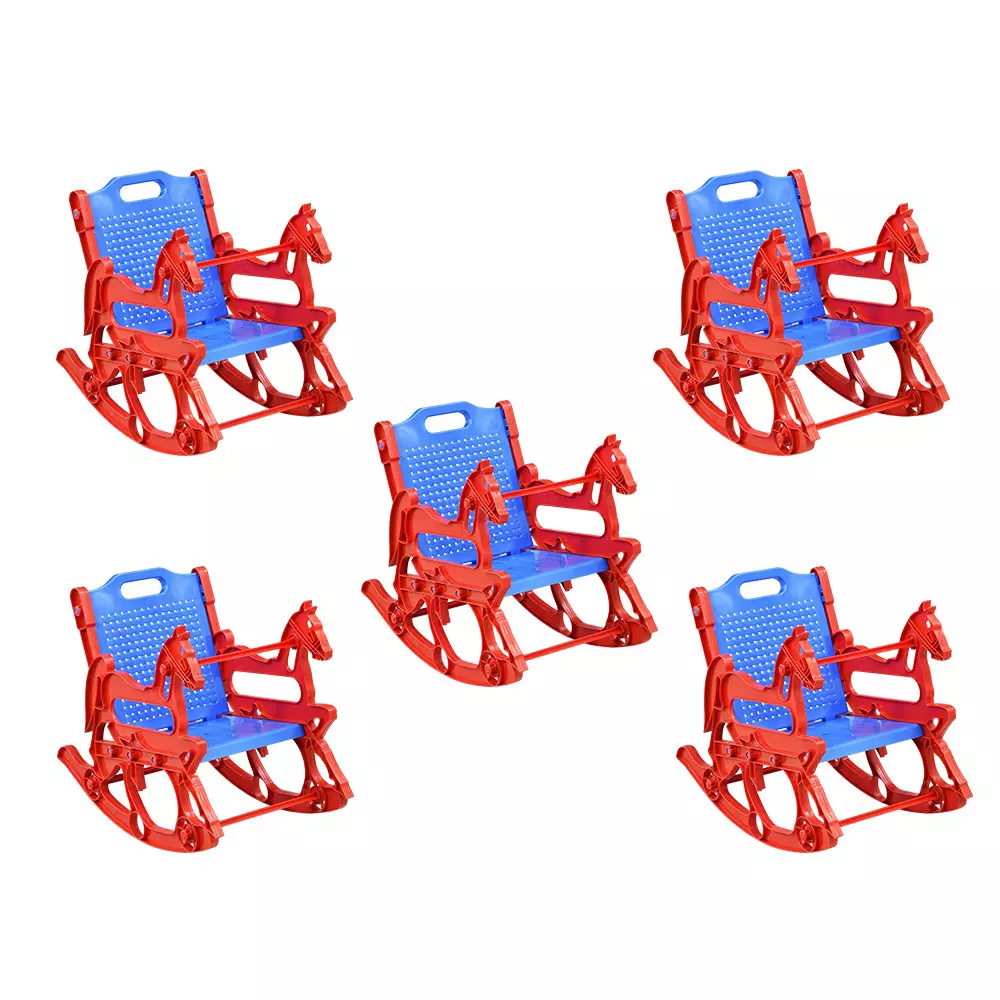 Swagath Plastic Kids Rocking Chair, Red-Blue (Set of 5)