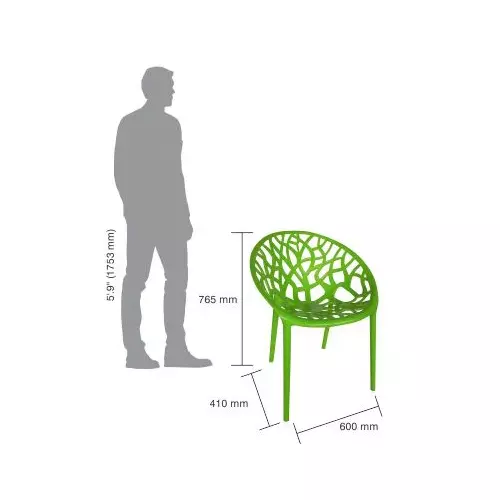 Italica Designer Plastic Armless Chair Green, 5106 (Pack of 4)