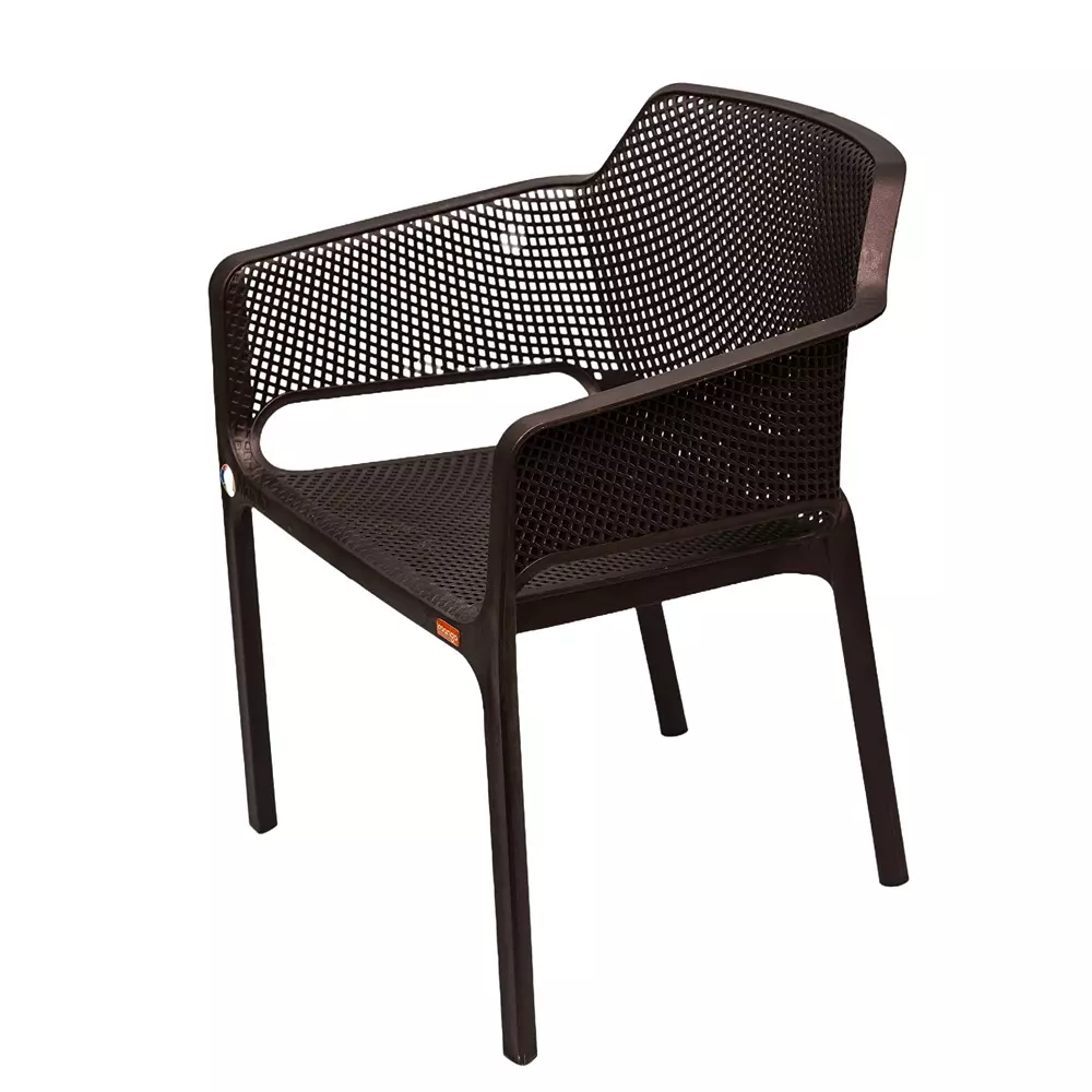 Mango Premium MAPLE Monobloc Chair with Armrest Glass Fibre Plastic 584.2x609.6x787.4 mm Weather Brown