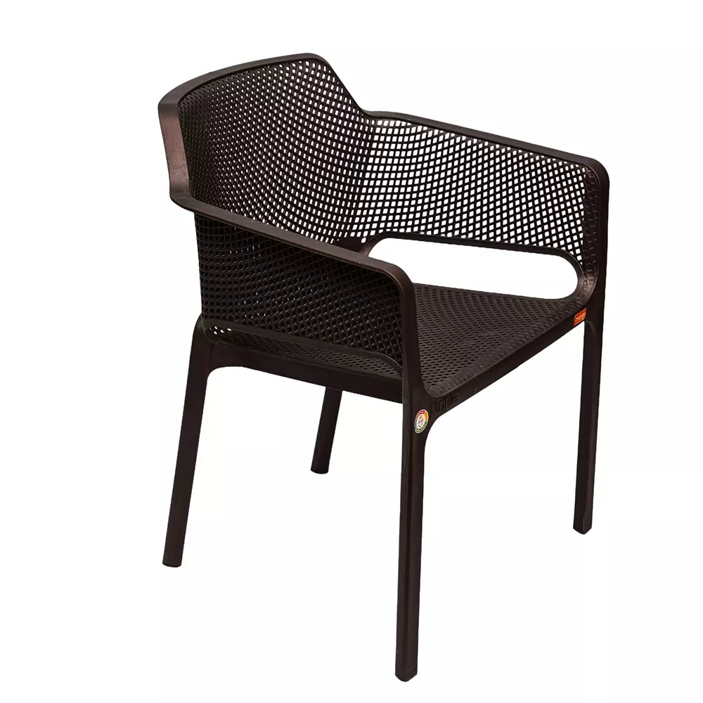 Mango Premium MAPLE Monobloc Chair with Armrest Glass Fibre Plastic 584.2x609.6x787.4 mm Weather Brown