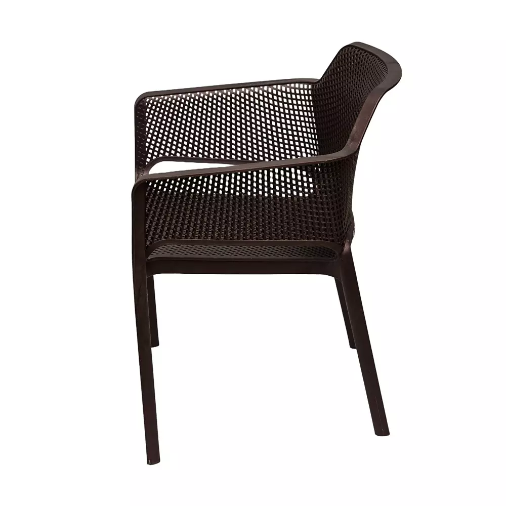 Mango Premium MAPLE Monobloc Chair with Armrest Glass Fibre Plastic 584.2x609.6x787.4 mm Weather Brown