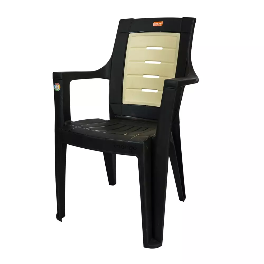 Mango Premium MAGIC Plastic Chair with Armrest 609.6x558.8x889 mm, Cherry Black