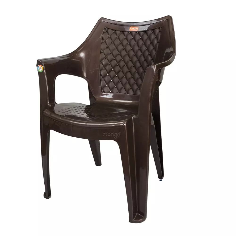 Mango Premium NIRALI Plastic Chair with Armrest 584.2x584.2x863.6 mm, Weather Brown