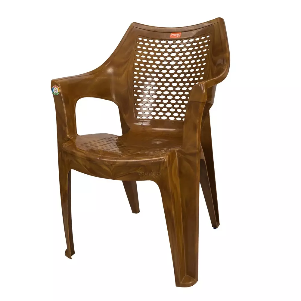 Mango Premium NIXON Plastic Chair with Armrest 584.2x584.2x863.6 mm, Sandal Wood