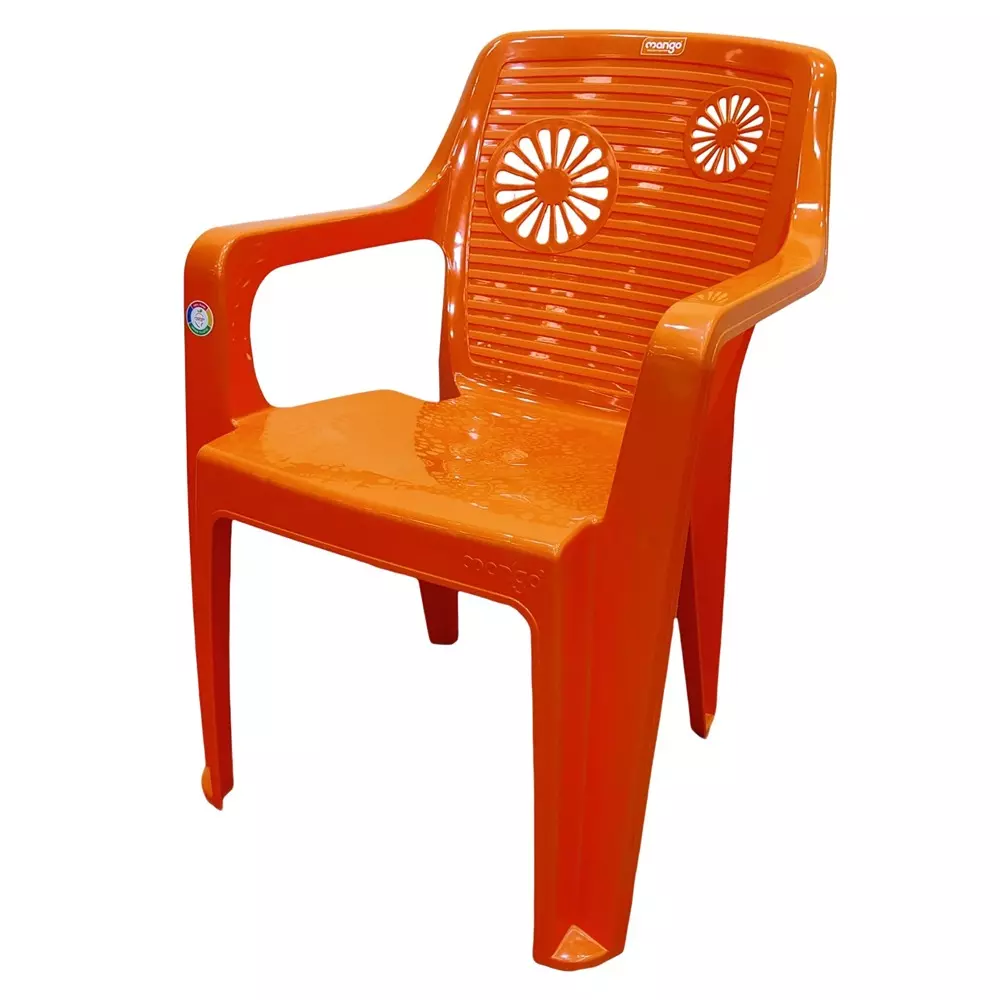 Mango Medium SILK Plastic Chair with Armrest 439.42x548.64x812.8 mm, Mango Orange