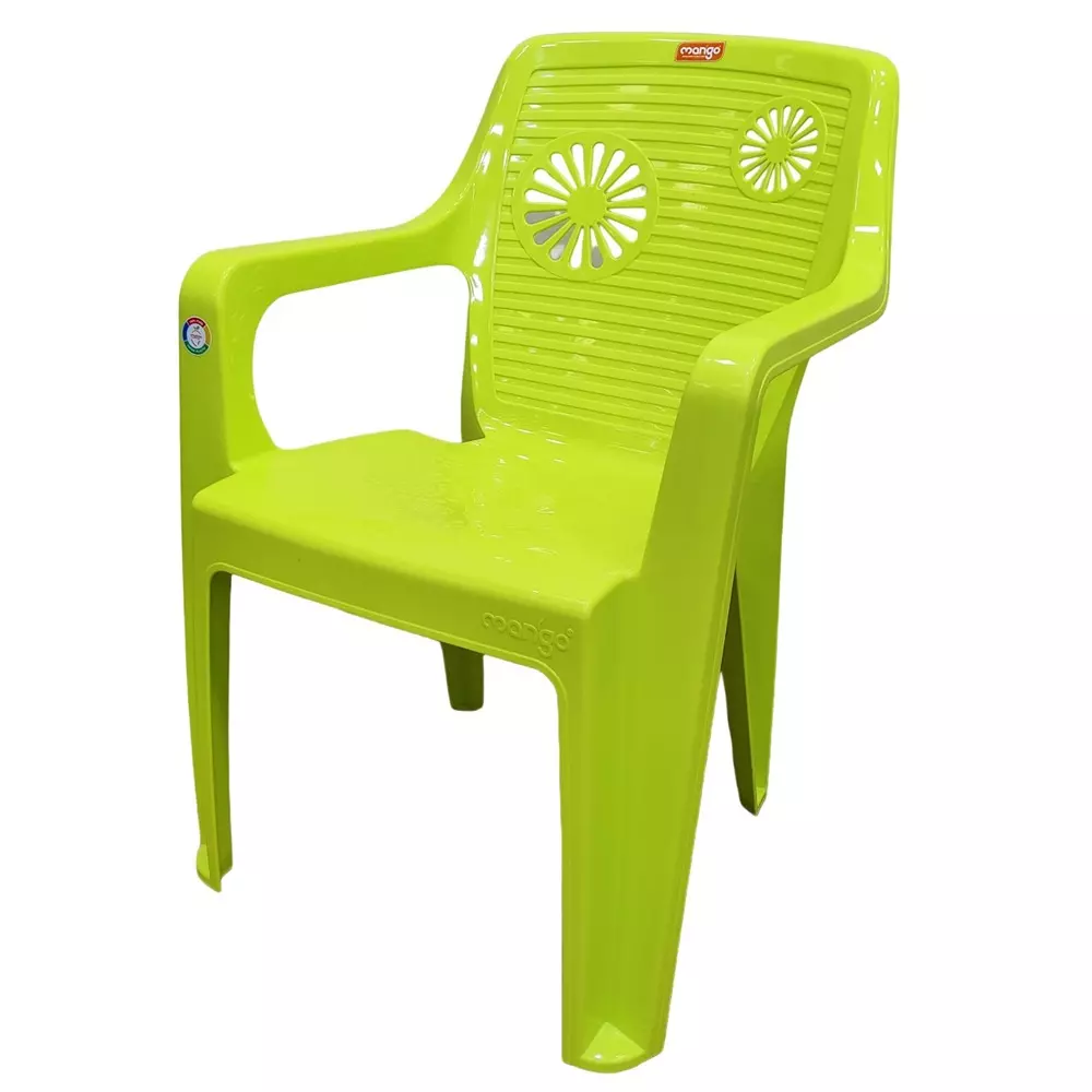 Mango Medium SILK Plastic Chair with Armrest 439.42x548.64x812.8 mm, Citrus Green