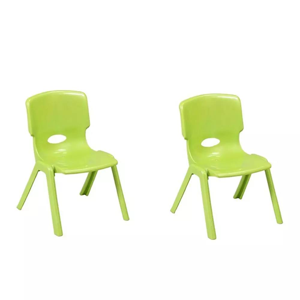 Swagath Comfortable Kids Plastic Chair Without Armrest Green Color, Kidzy (Pack of 2 Pcs)