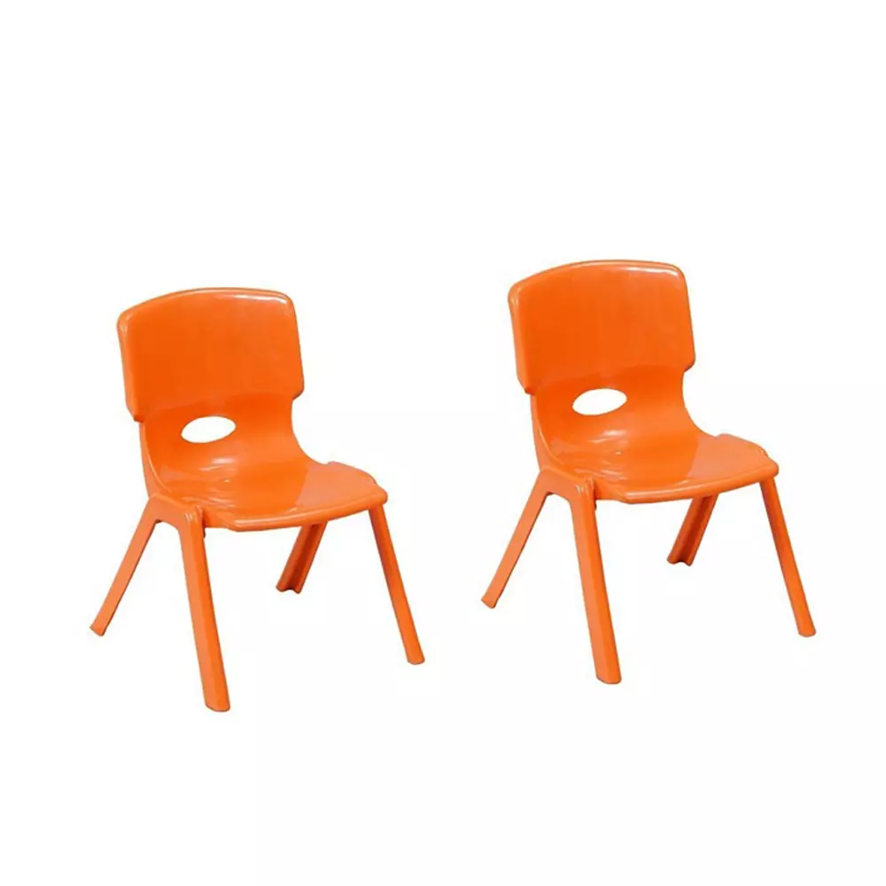 Swagath Comfortable Kids Plastic Chair Without Armrest Orange Color, Kidzy (Pack of 2 Pcs)