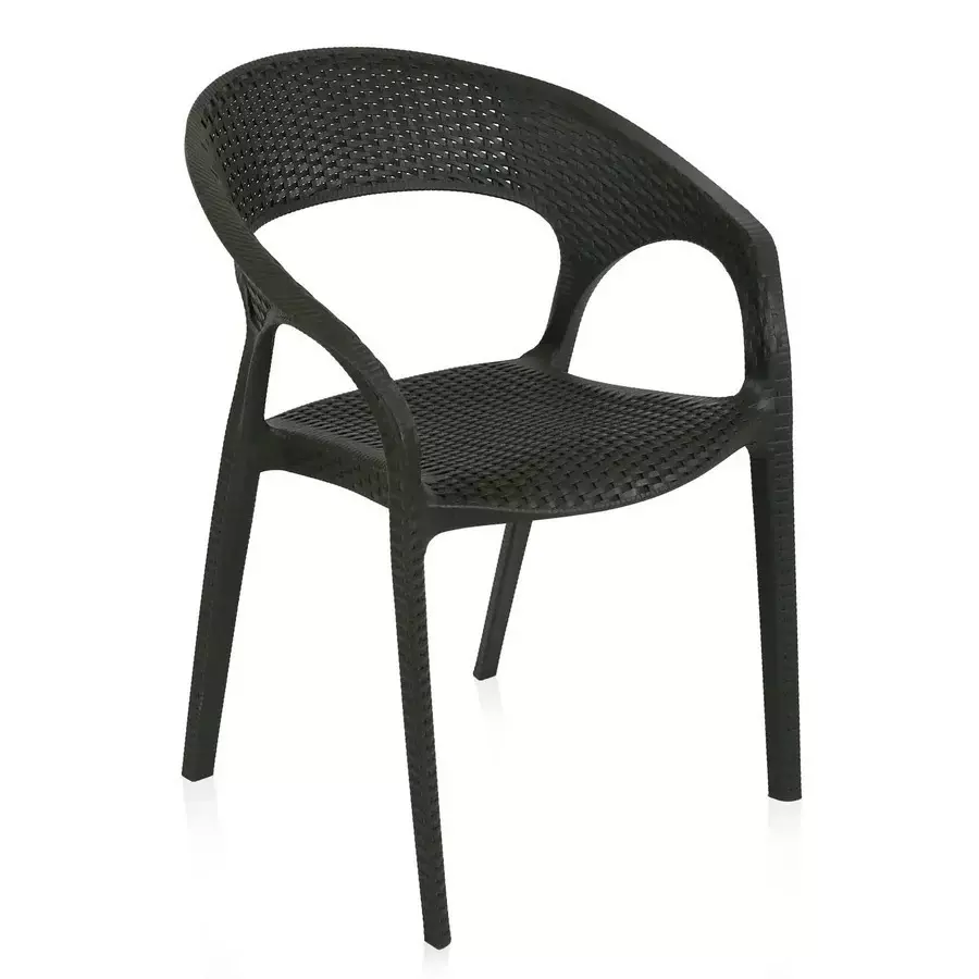 Nilkamal Club Plastic Armrest Chair 125 Kg Weight Capacity Charcoal Grey Color