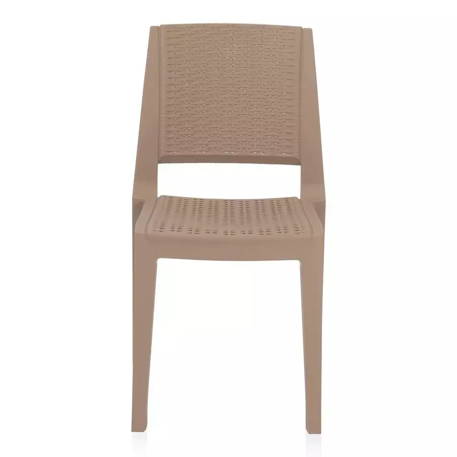 Nilkamal Enamora Premium Plastic Armless Chair 110 Kg Weight Capacity Rattan Dark Beige Color