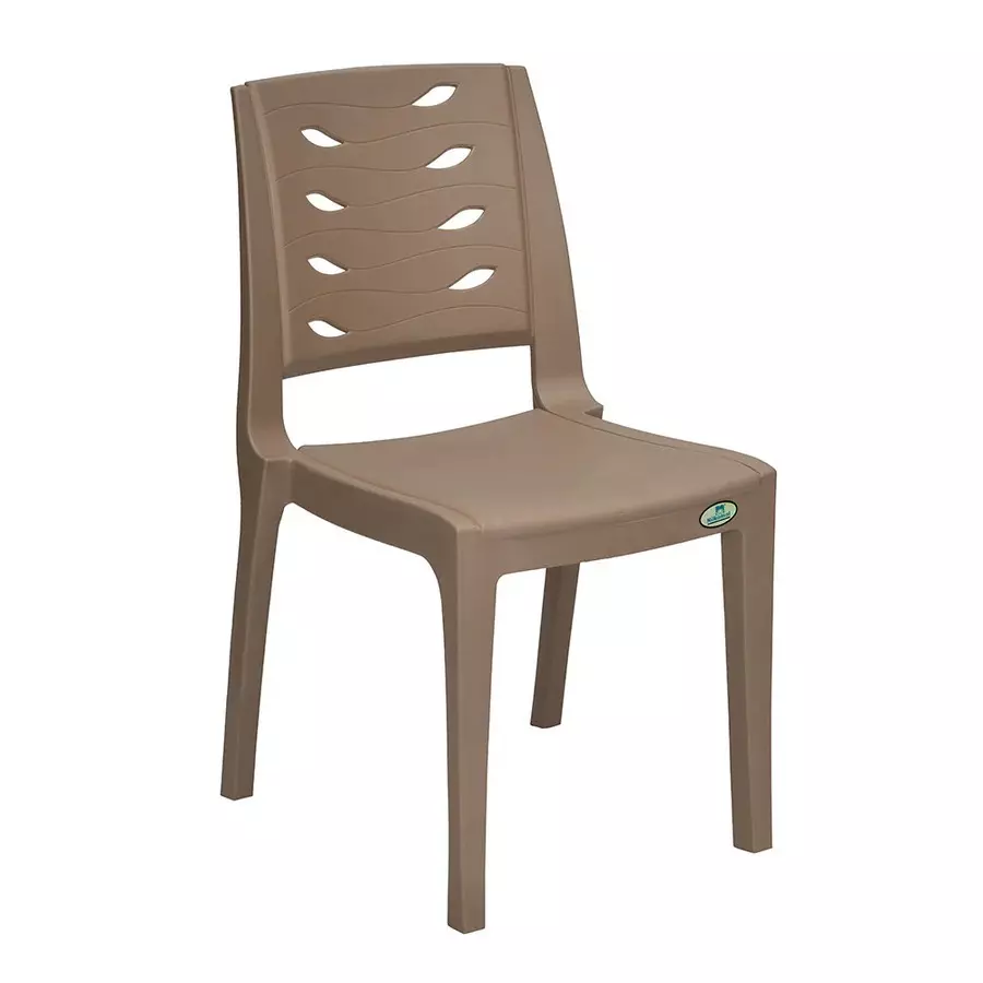 Nilkamal Fern Plastic Armless Chair Rattan Dark Beige Color