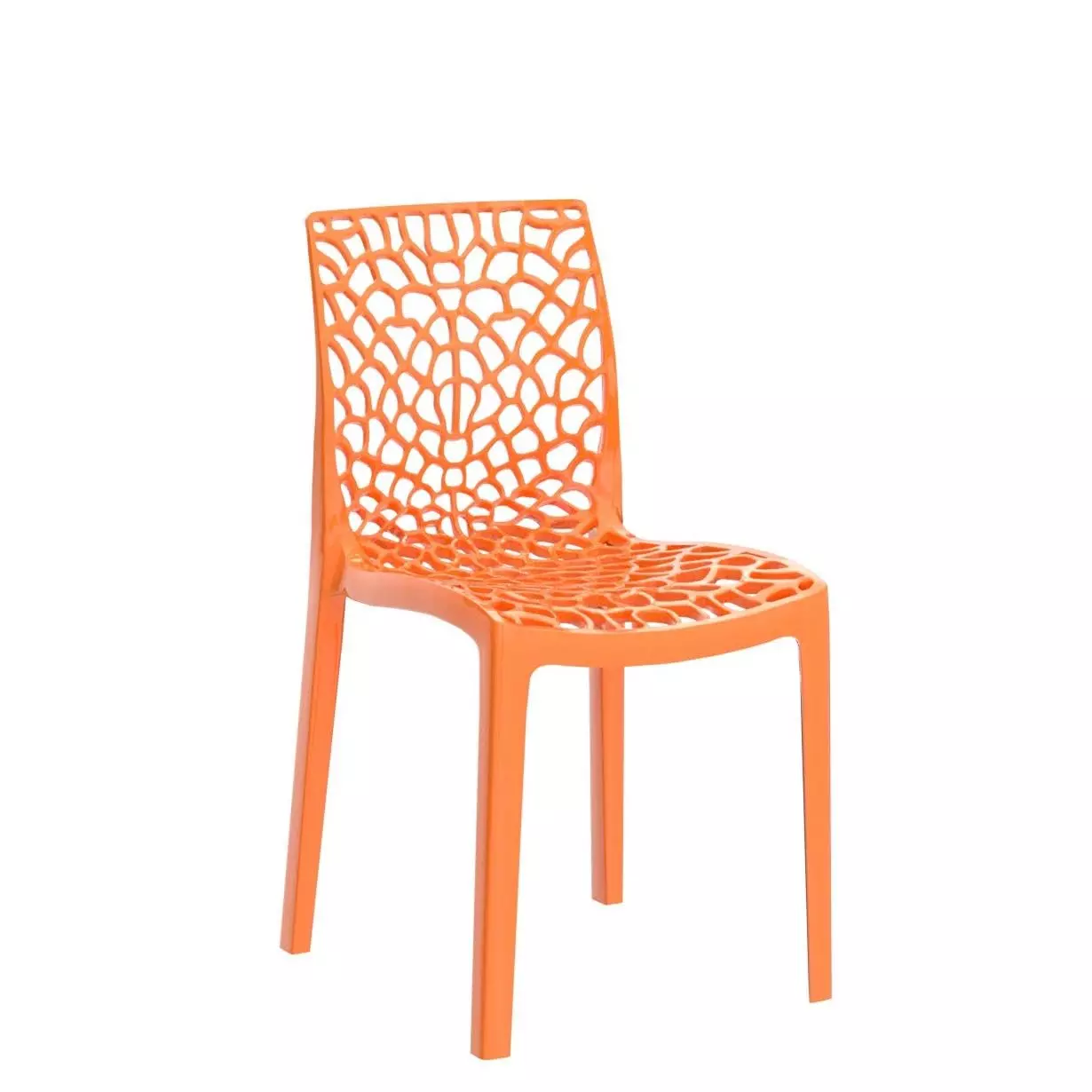Italica Designer Plastic Armless Chair 150 Kg Load Capacity Orange Color, 5103 (Pack of 4)
