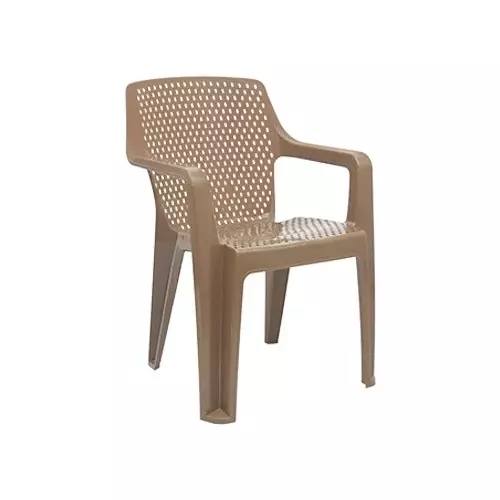 Italica Oxy Series Plastic Arm Rest Chair Dark Rattan Beige Color, 5214
