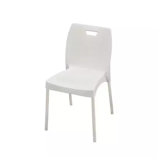 Swagath Dining Chair Plastic Primary Material Stainless Steel Leg Pre-Assembled Type White Color, MINTELA-WH-4 (Pack of 4 Pcs)
