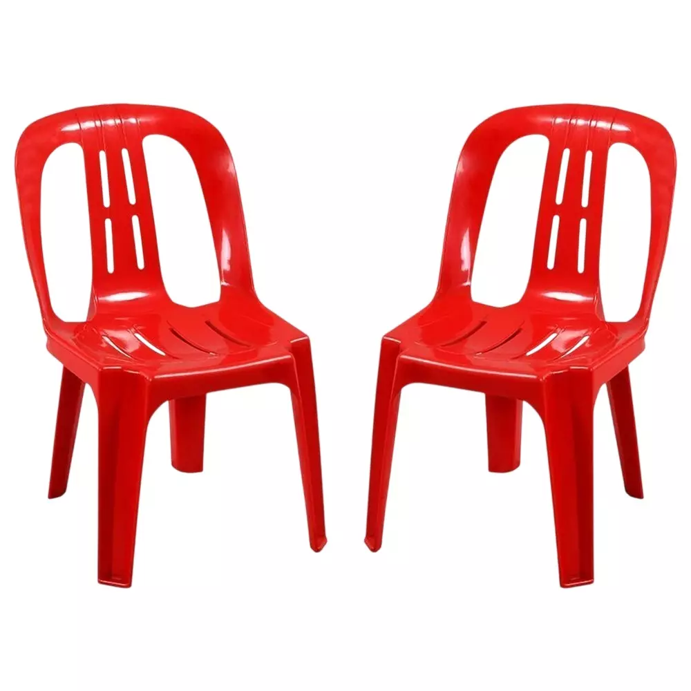 Swagath Kids Chair Junior Series Without Arm Rest PP (Polypropylene) Material 100 Kg Load Capacity Pre-Assembled Type Red Color, NOVA-BR-2 (Pack of 2 Pcs)