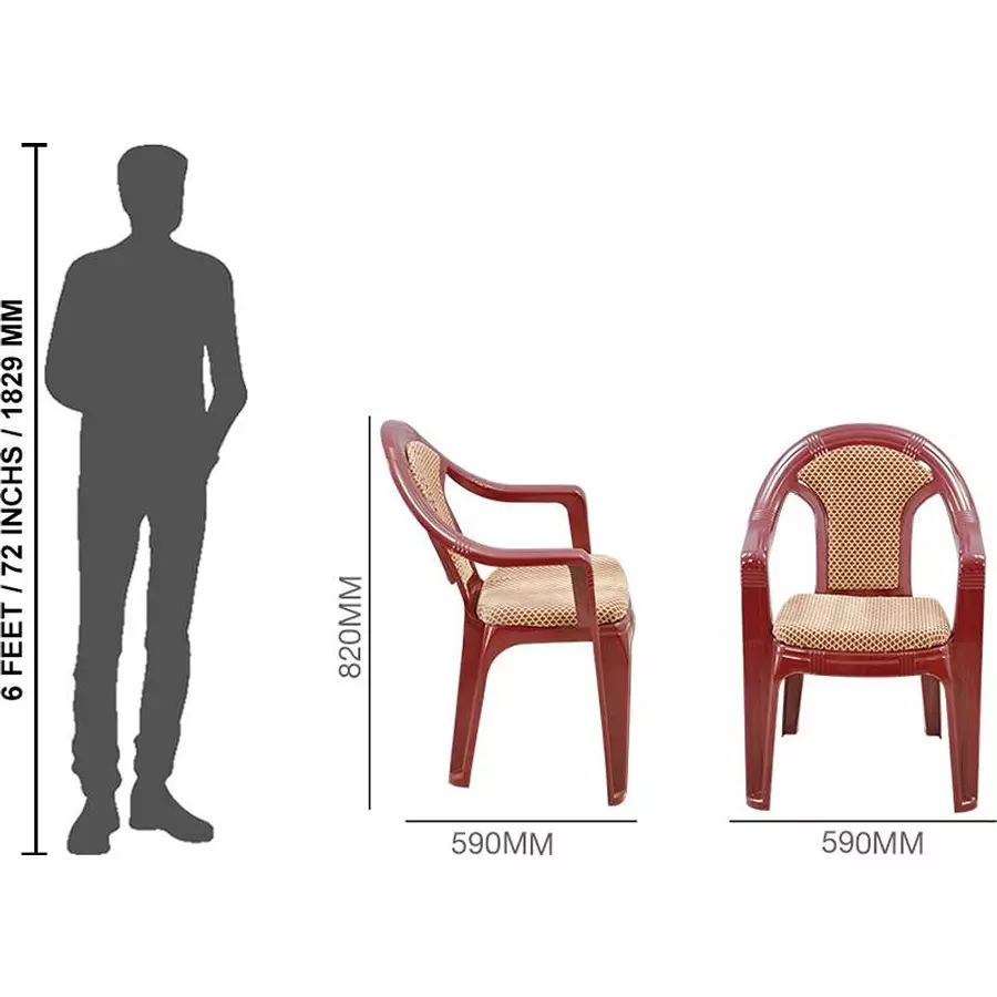 swagath-adore-cafeteria-cushioned-chair-with-arm-rest-plastic-maroon-body-with-brown-cushioned-seat-82x59x59-cm-size-adore-mrlbrn-2-pack-of-2-pcs