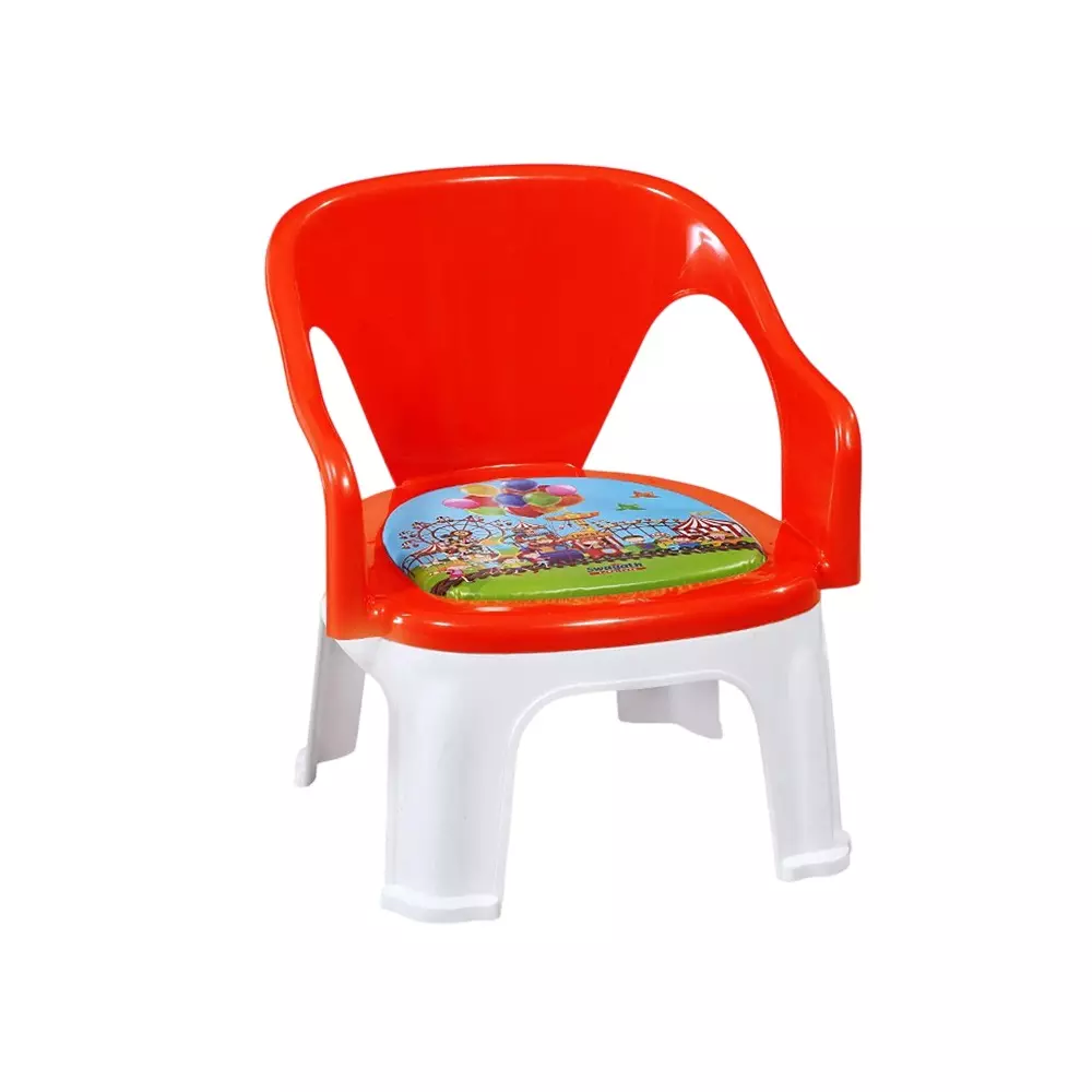 Swagath Cuddly Kids Plastic Chair with Armrest 30 Kg Load Capacity Pre-Assembled Type Red Color, CUDDLY P-BR-1
