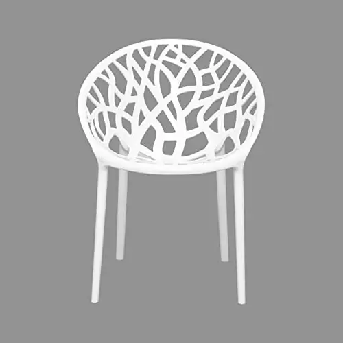 Italica Designer Plastic Armless Chair White, 5106 (Pack of 4)