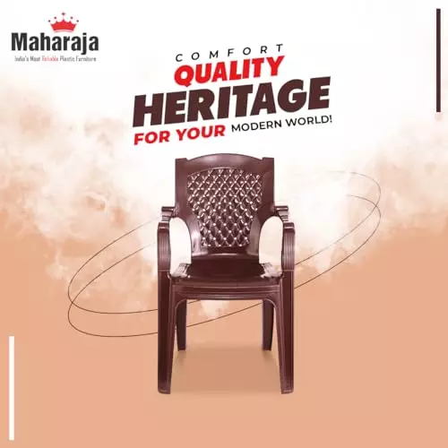 Maharaja Arm Rest Plastic Chair 200 Kg Bearing Capacity Brown, Heritage_Brown-PK4 (Set of 4)