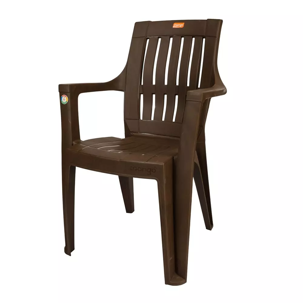 Mango Premium MELODY Plastic Chair with Armrest 609.6x558.8x889 mm, Teak Wood