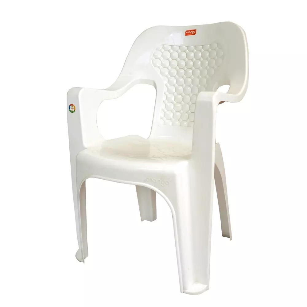 Mango Medium SWIZZ Plastic Chair with Armrest 584.2x584.2x863.6 mm, Marble White