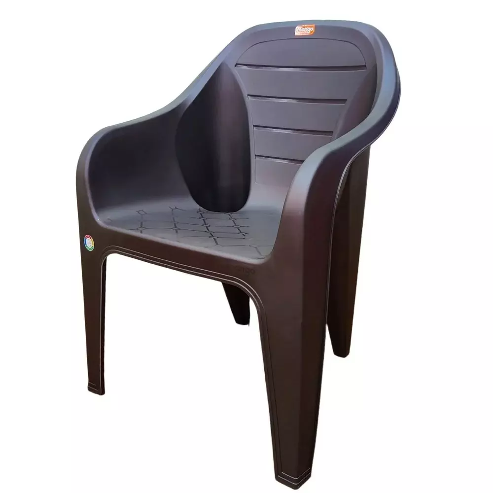 Mango Medium LINEN Plastic Chair with Armrest 560x565x805 mm Charcoal Brown