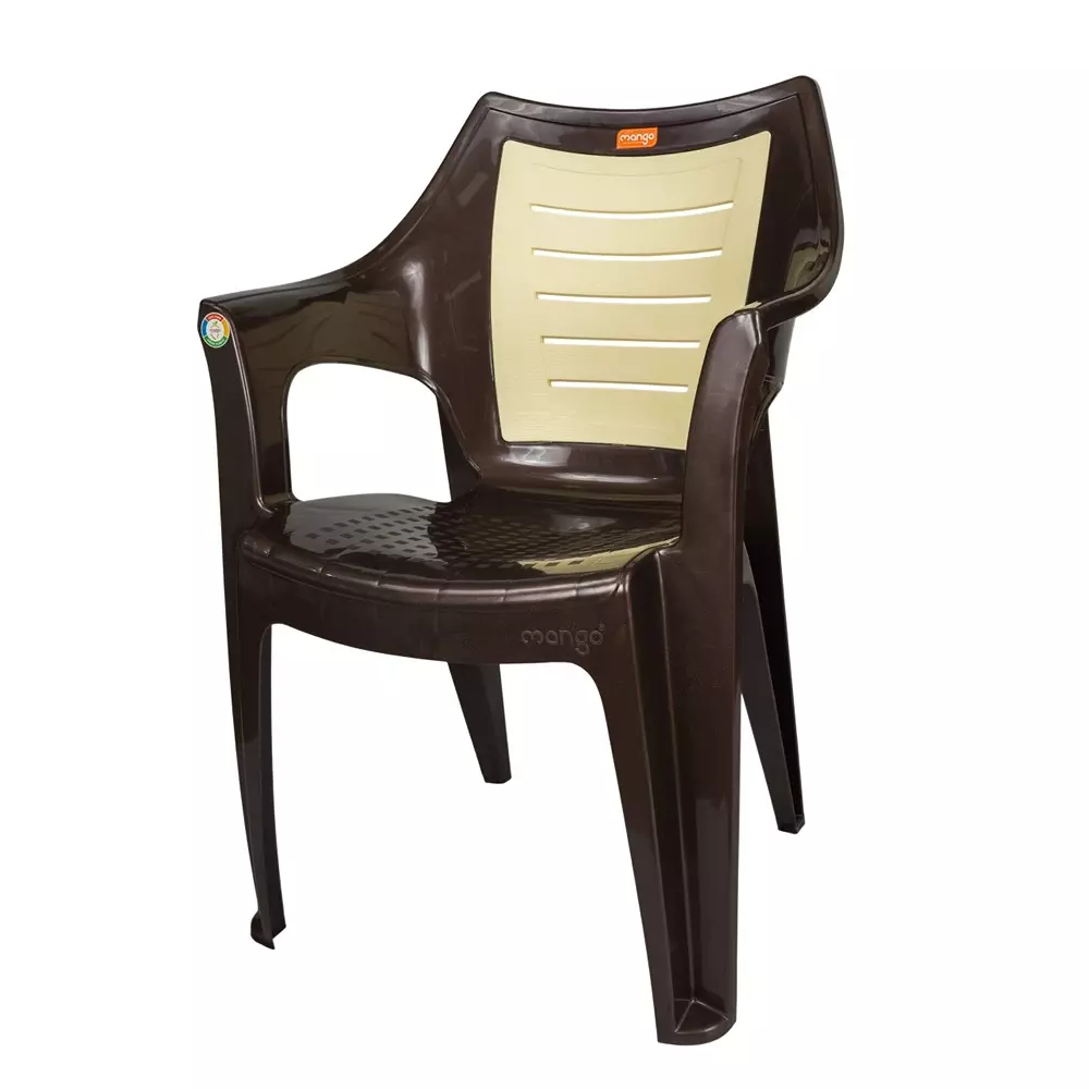 Mango Premium NEO Plastic Chair with Armrest 584.2x584.2x863.6 mm, Weather Brown