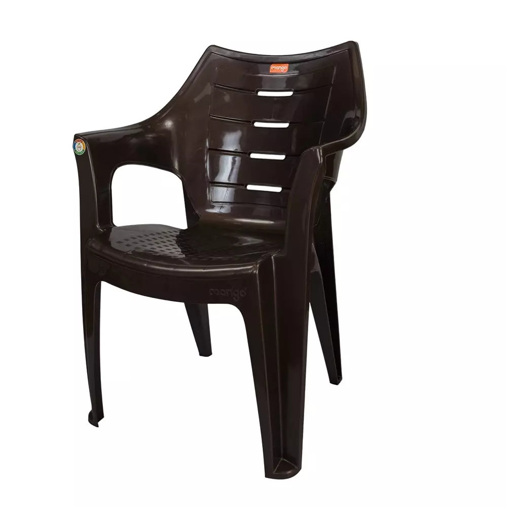 Mango Premium NOVA Plastic Chair with Armrest 584.2x584.2x863.6 mm, Weather Brown