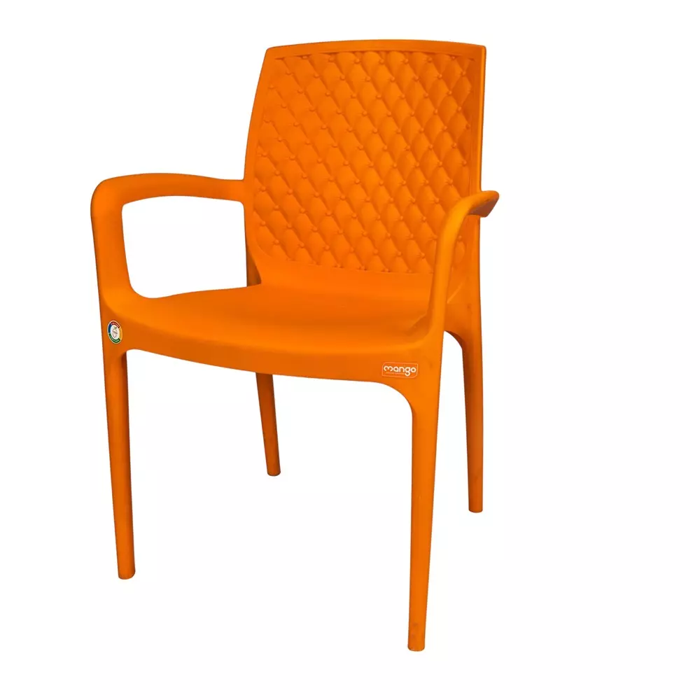 Mango Premium VENICE Plastic Chair with Armrest 508x558.8x838.2 mm, Mango Orange