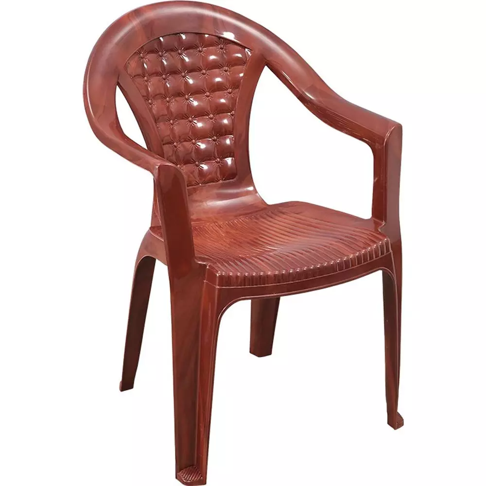 Swagath Chair With Arm Rest Meduim Back Style Plastic Teak Wood for Home, School & Cafeteria Use, SW-310-TW-1