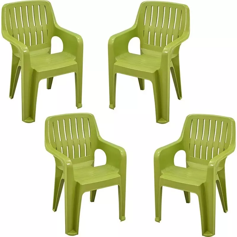 Swagath Plastic Chair With Armrest Mehendi Green Color for Cafe, Home and Office, Megacare (Pack of 4 Pcs)