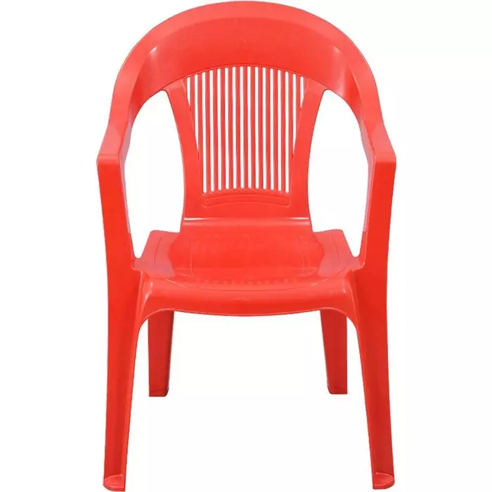 Swagath Plastic Chair With Armrest Red Color for Cafe, Home and Offfice, SW-201