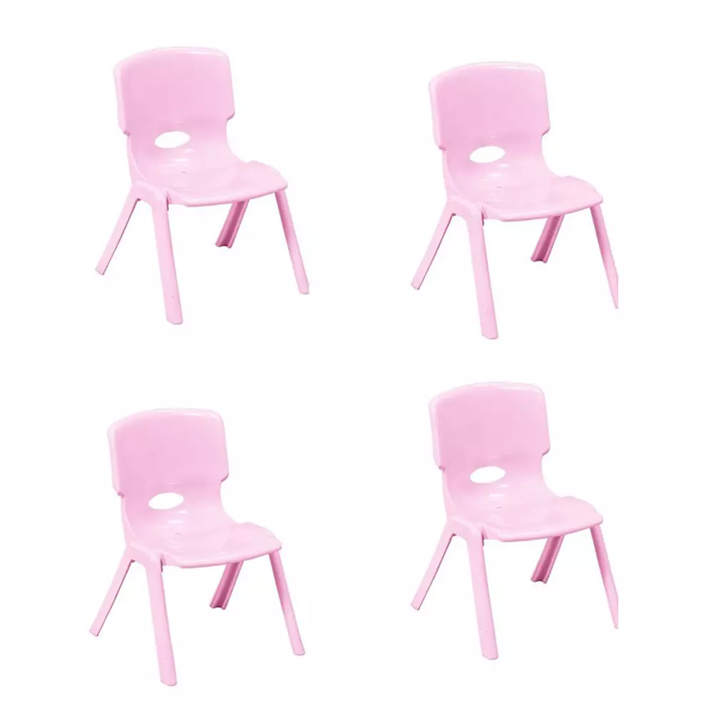 Swagath Comfortable Kids Plastic Chair Without Armrest Pink Color, Kidzy (Pack of 4 Pcs)