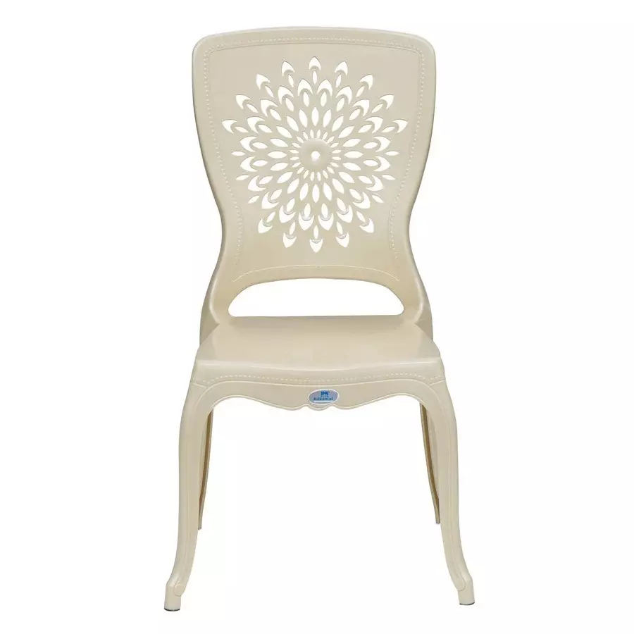 Nilkamal Aura Armless Plastic Chair 125 Kg Weight Capacity Pearl White Color